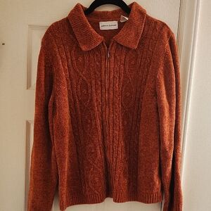 Alfred Dunner Men's Zip-Up Sweater in Rust